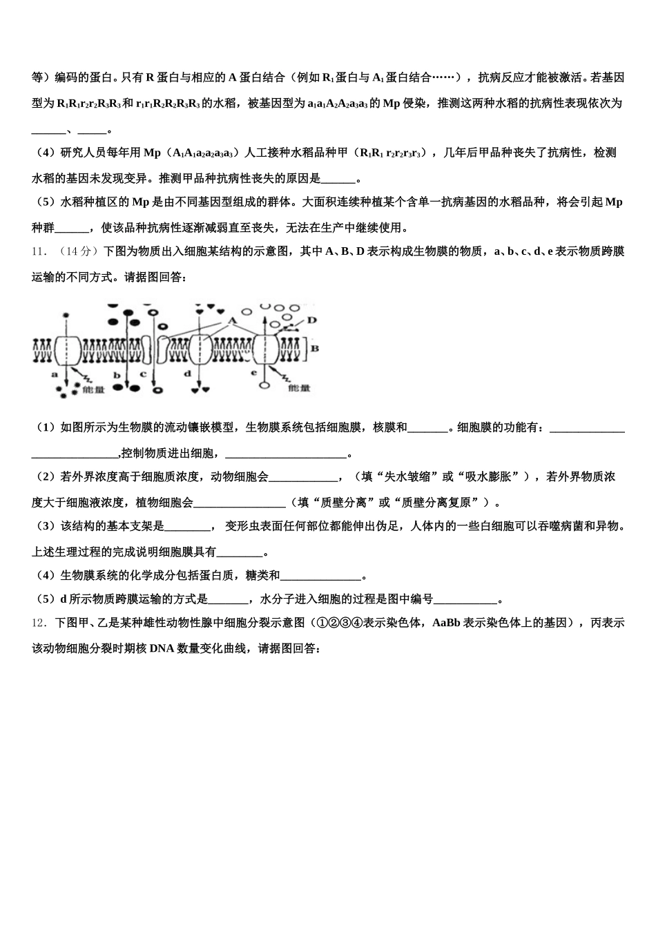 2024-2025学年宁夏银川市育才中学学益校区生物高一第二学期期末达标检测模拟试题含解析_第3页