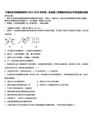 宁夏吴忠市青铜峡高中2024-2025学年高一生物第二学期期末学业水平测试模拟试题含解析