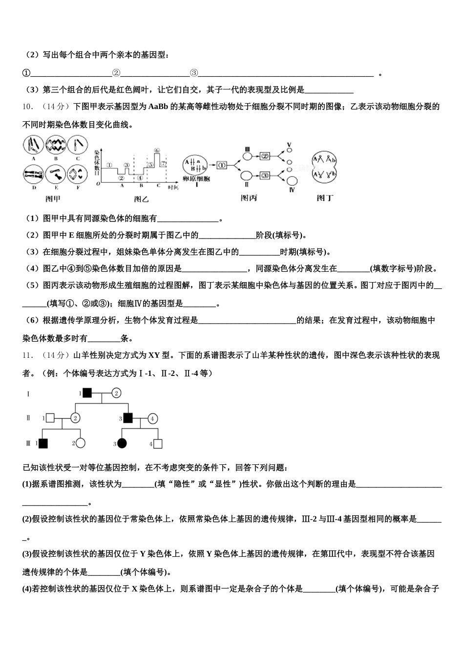 2024-2025学年宁夏吴忠市盐池高级中学高一生物第二学期期末联考模拟试题含解析_第3页