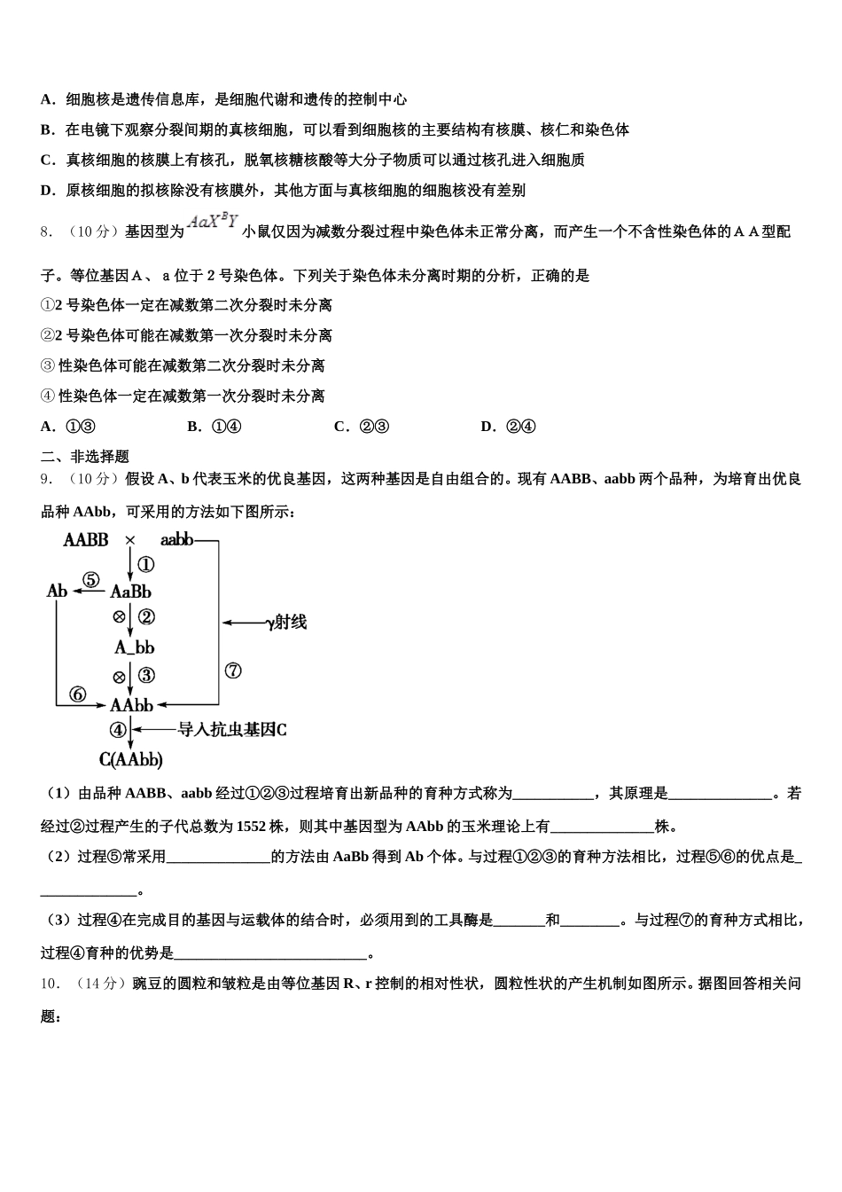 2025届宁夏银川市六盘山高级中学生物高一第二学期期末质量跟踪监视试题含解析_第2页