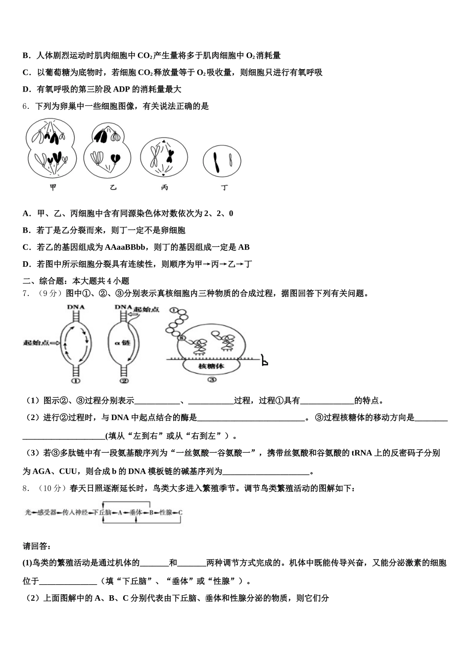 宁夏大学附中2024-2025学年高一生物第二学期期末检测试题含解析_第2页