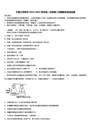 宁夏大学附中2024-2025学年高一生物第二学期期末检测试题含解析