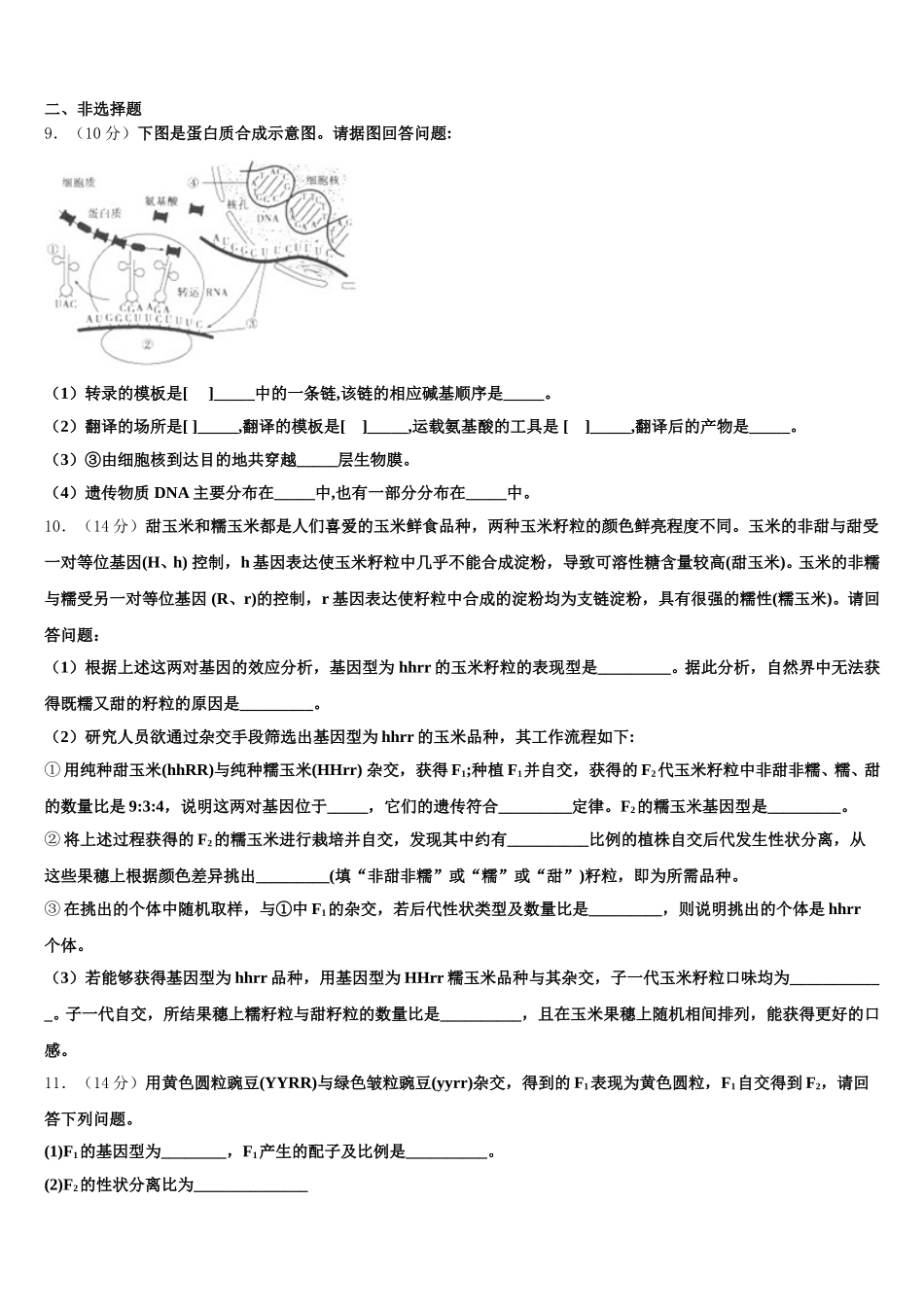 2025年宁夏中卫市第一中学生物高一下期末考试模拟试题含解析_第3页