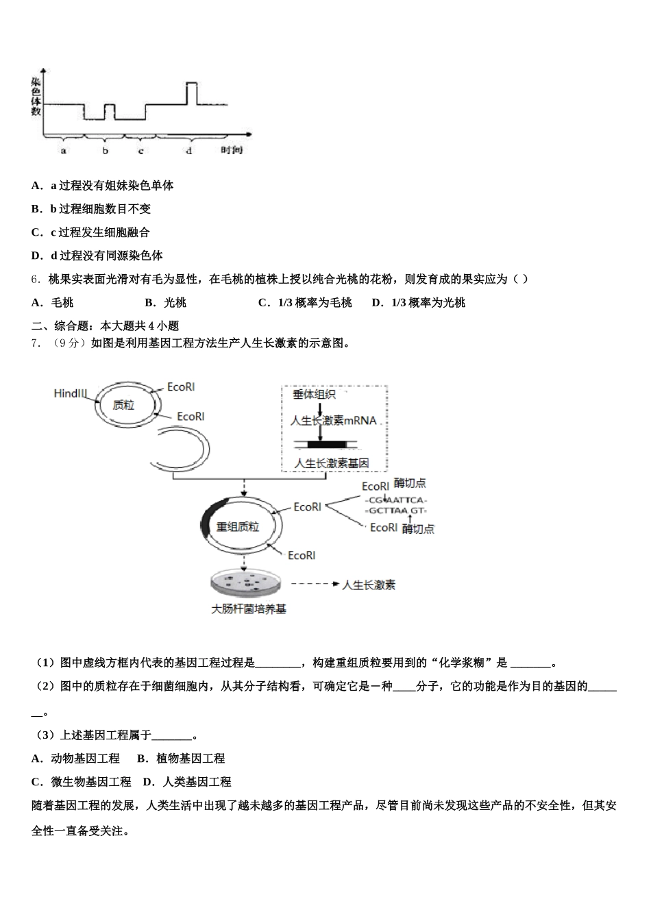2025年宁夏银川市育才中学孔德学区生物高一下期末考试模拟试题含解析_第2页