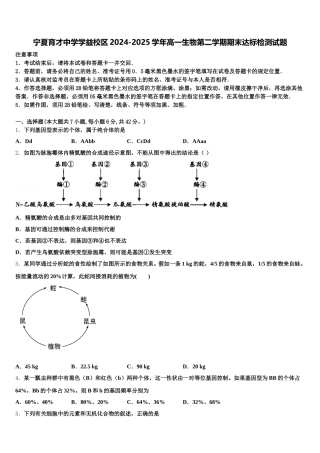 宁夏育才中学学益校区2024-2025学年高一生物第二学期期末达标检测试题含解析