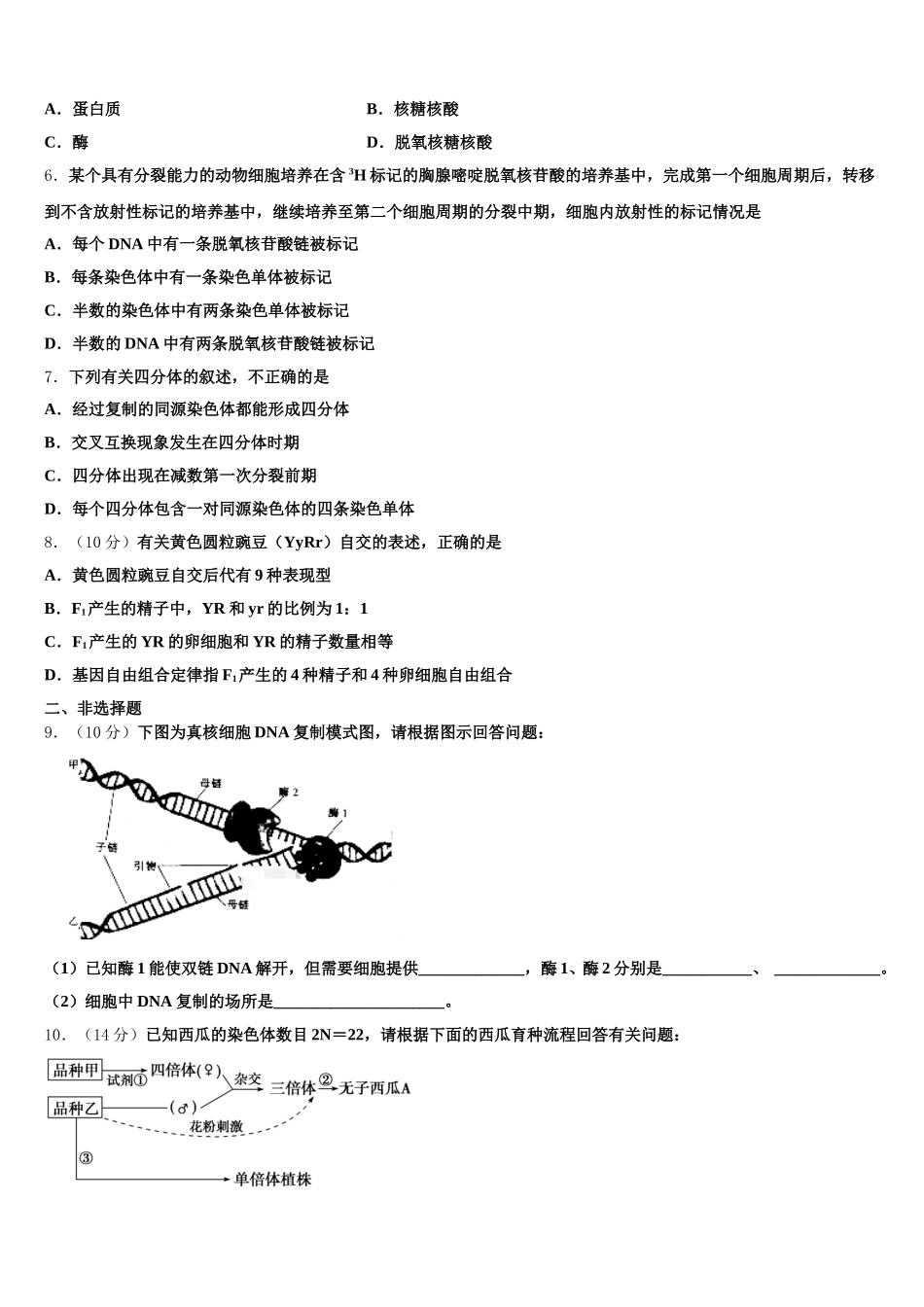 唐徕回民中学2025年高一下生物期末经典试题含解析_第2页