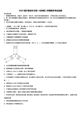 2025届宁夏省中卫高一生物第二学期期末考试试题含解析