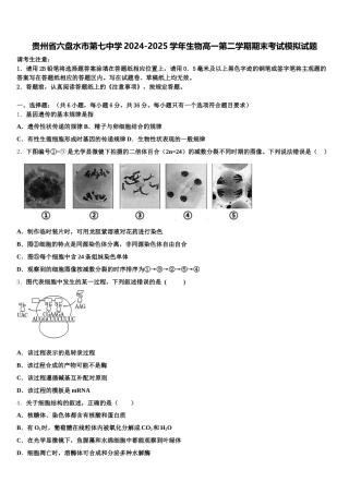 贵州省六盘水市第七中学2024-2025学年生物高一第二学期期末考试模拟试题含解析