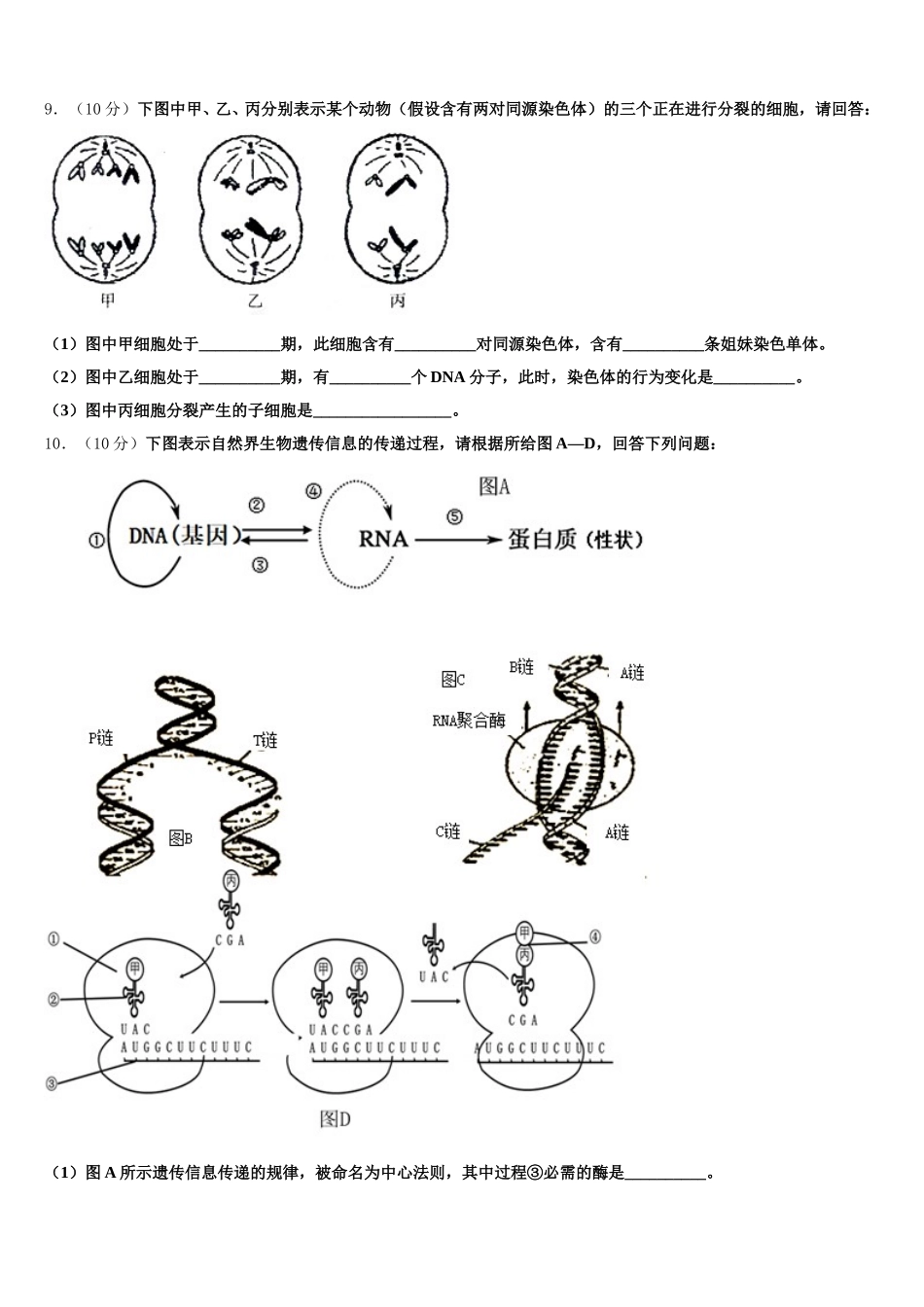 贵州省务川自治县民族寄宿制中学2025届高一生物第二学期期末经典模拟试题含解析_第3页