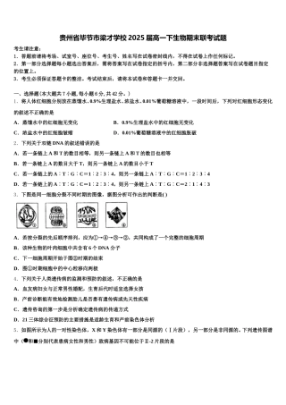 贵州省毕节市梁才学校2025届高一下生物期末联考试题含解析