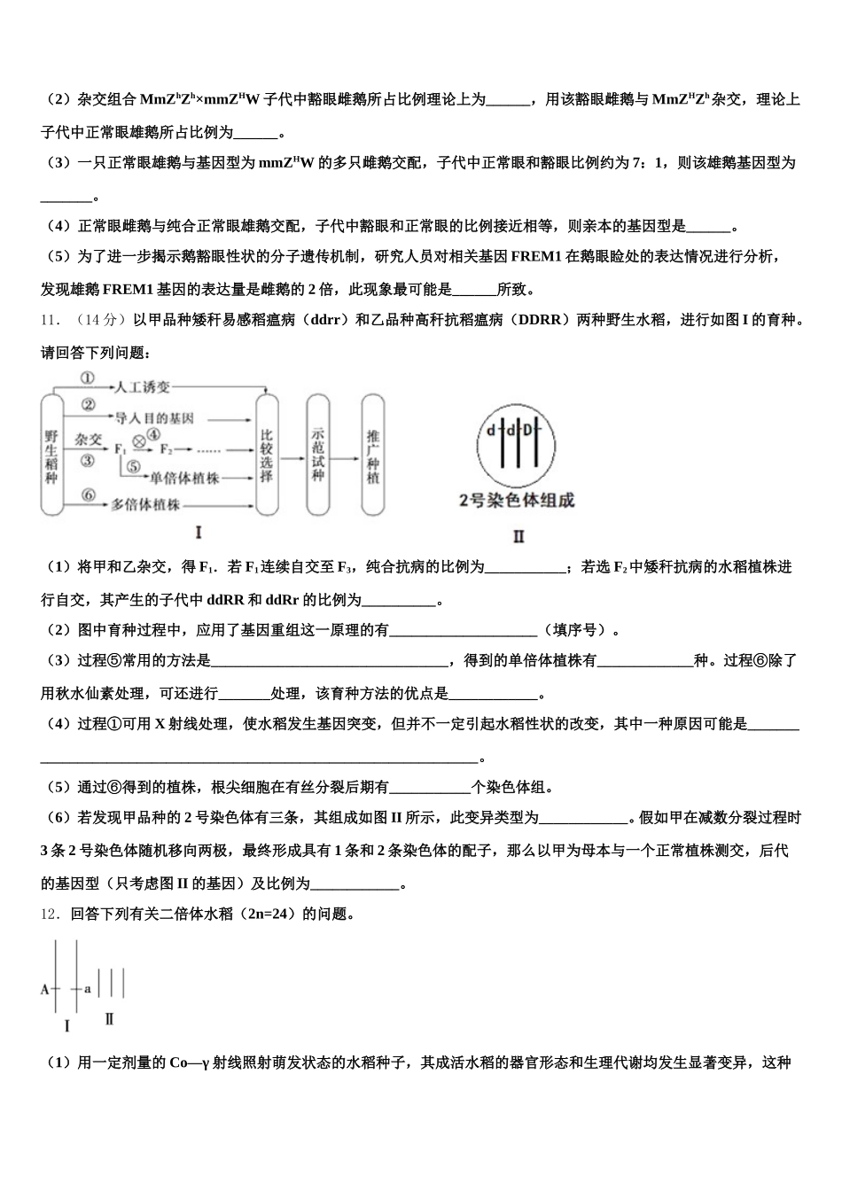 2025届贵州省黔东南州高一生物第二学期期末学业质量监测试题含解析_第3页