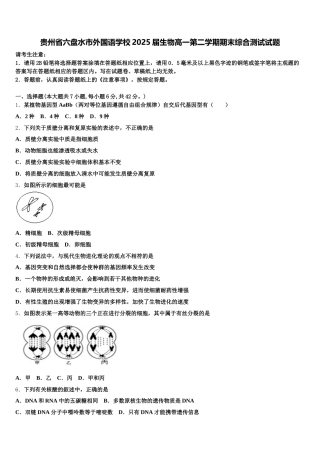 贵州省六盘水市外国语学校2025届生物高一第二学期期末综合测试试题含解析