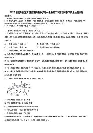 2025届贵州省湄潭县湄江高级中学高一生物第二学期期末教学质量检测试题含解析