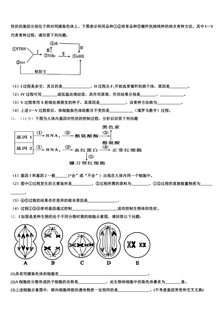 2025年贵州省安顺市普通高中生物高一下期末联考试题含解析_第3页