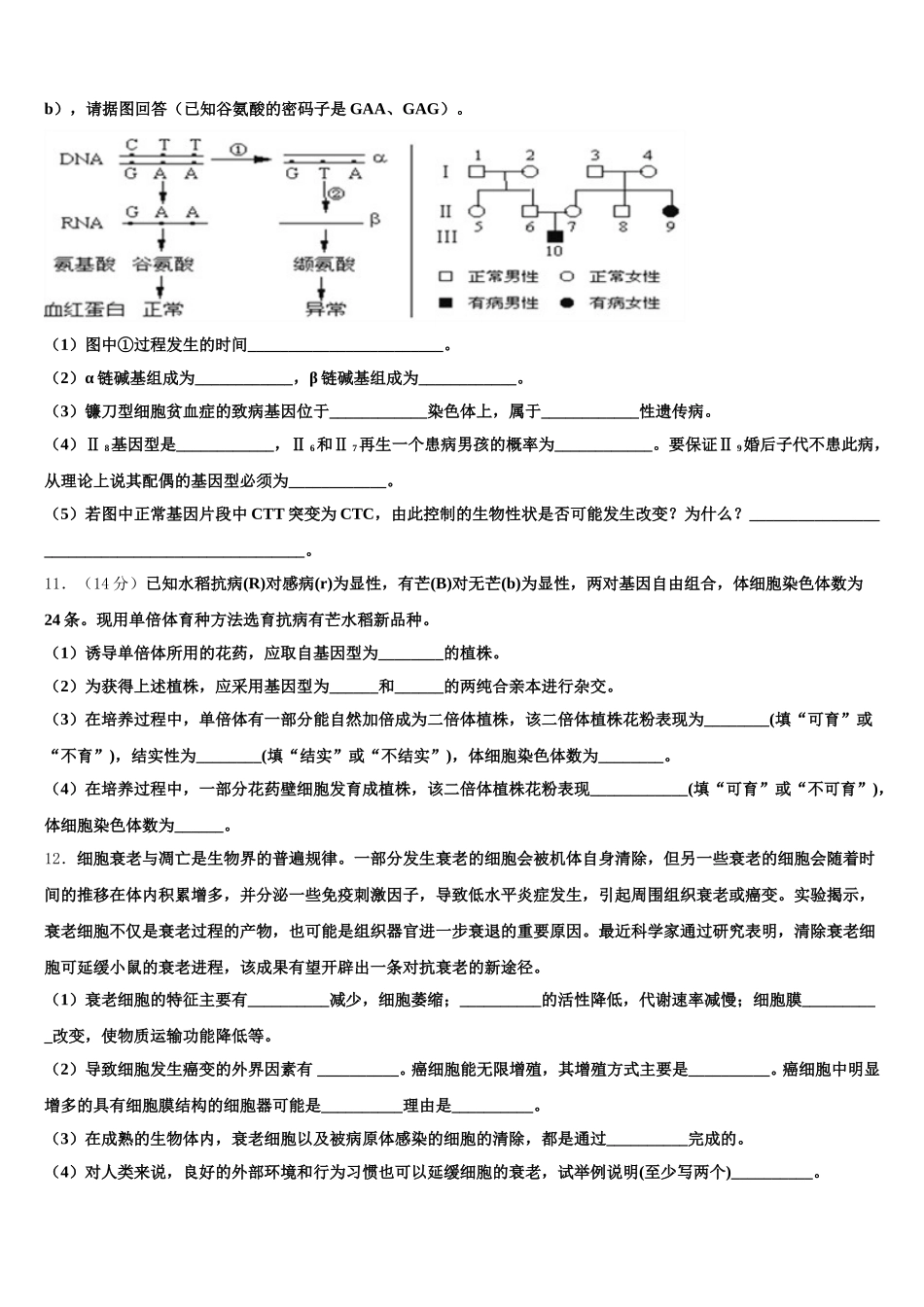 2025年贵州省遵义求是中学高一下生物期末联考模拟试题含解析_第3页