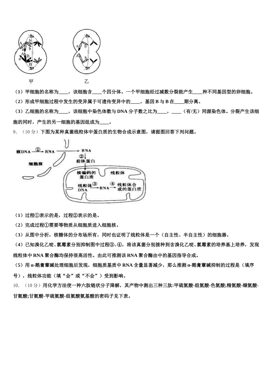 2024-2025学年贵州省铜仁市伟才学校高一生物第二学期期末联考试题含解析_第3页