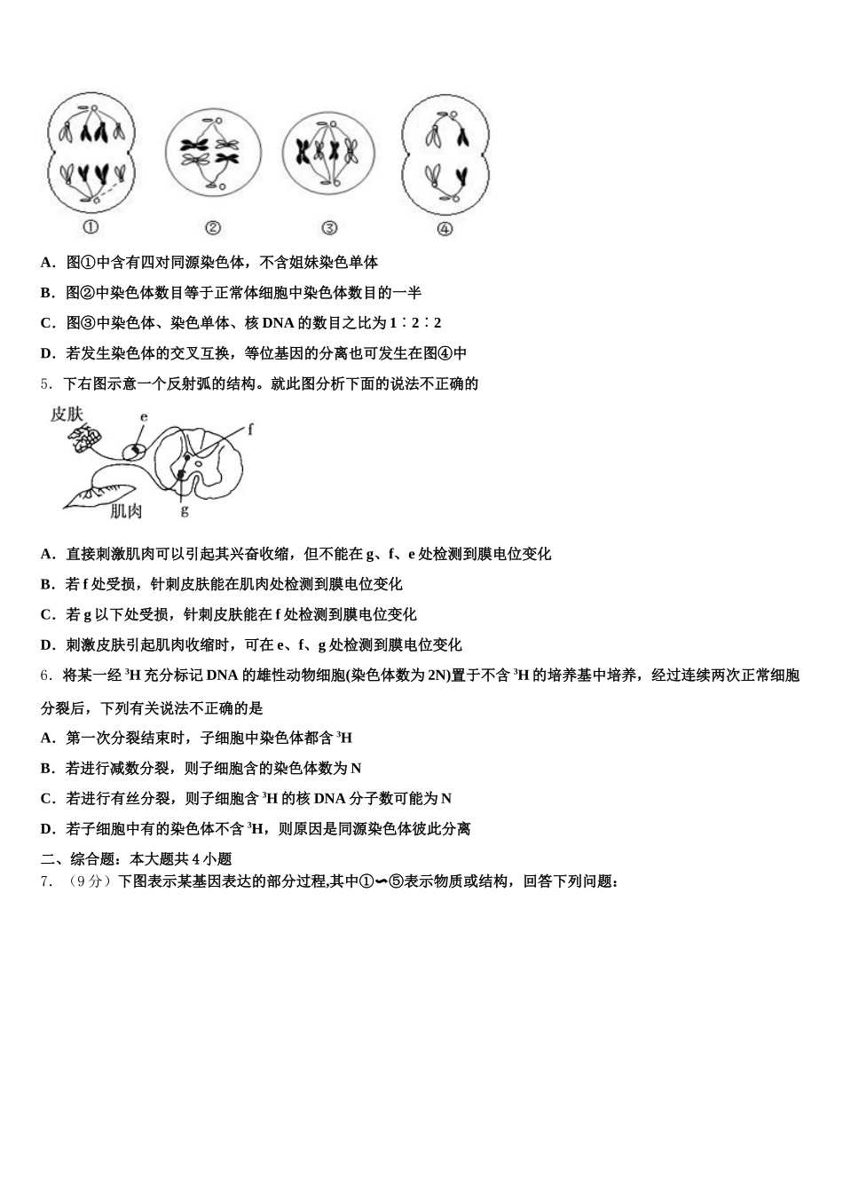 贵州省黔东南州天柱二中2024-2025学年高一下生物期末统考试题含解析_第2页