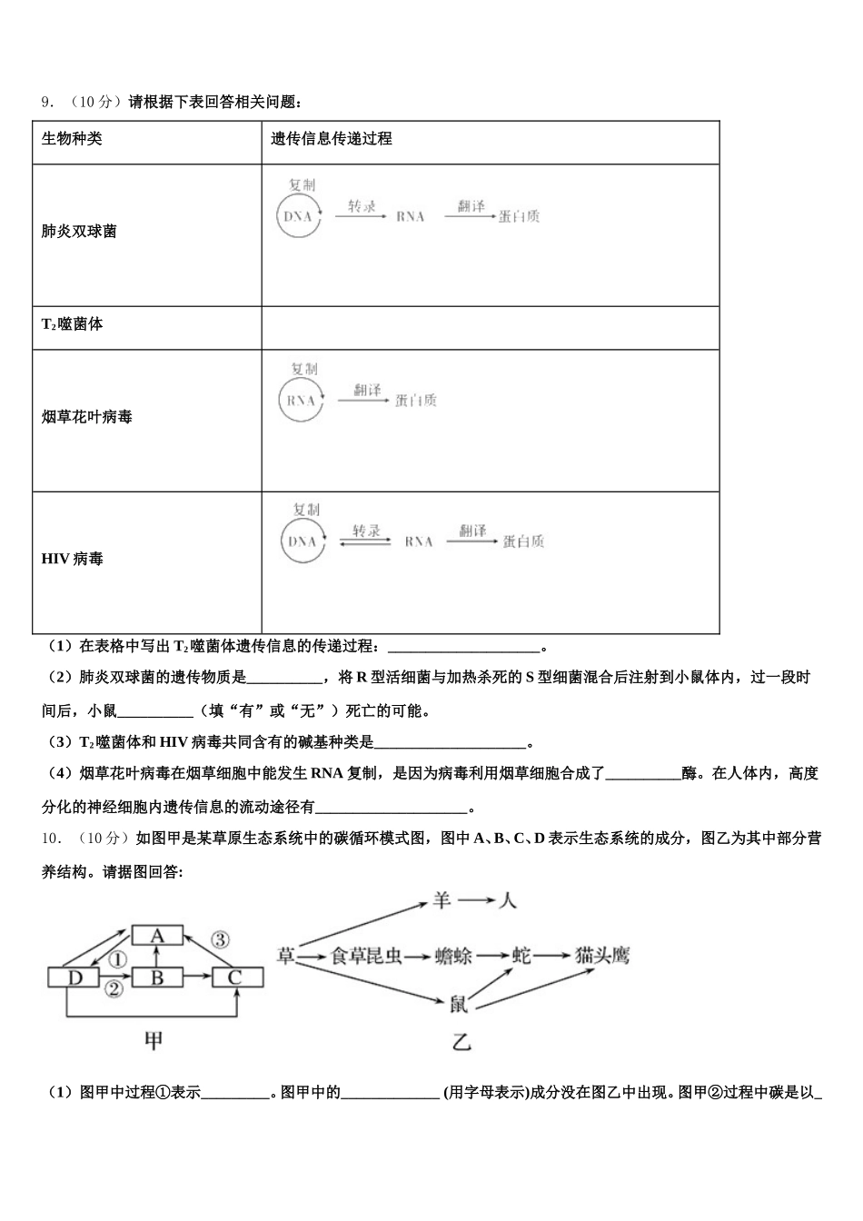 2025年贵州省毕节市赫章县高一下生物期末联考试题含解析_第3页