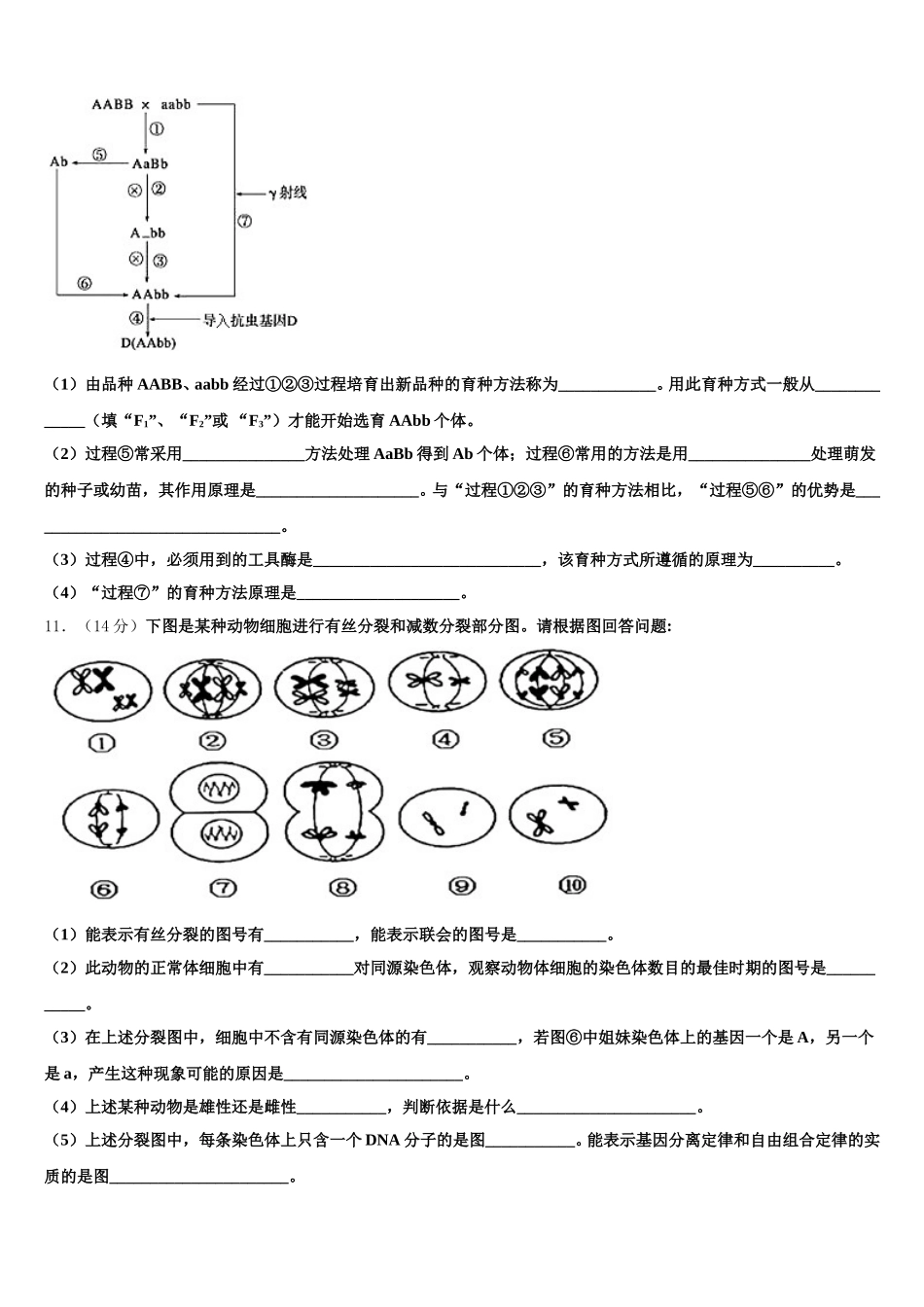 2025年贵州省六盘水市生物高一第二学期期末达标检测试题含解析_第3页