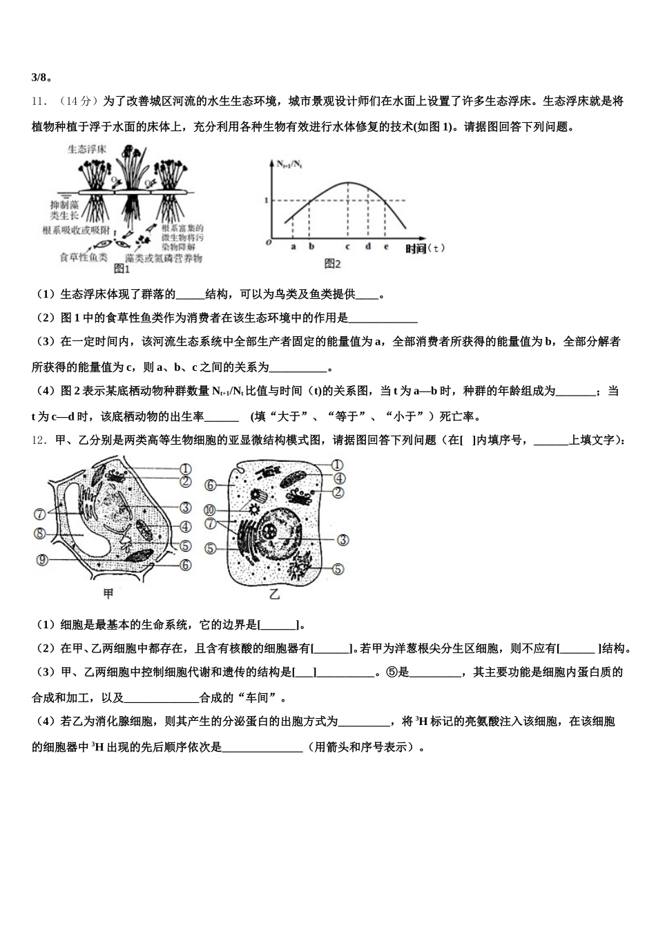 2025届贵州省毕节市梁才学校生物高一第二学期期末检测模拟试题含解析_第3页