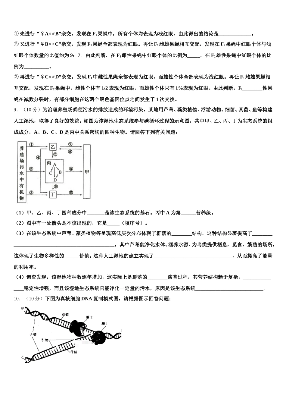 2025届贵州省贵阳市普通中学高一下生物期末考试试题含解析_第3页