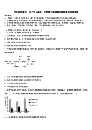 贵州省凯里市一中2025年高一生物第二学期期末教学质量检测试题含解析