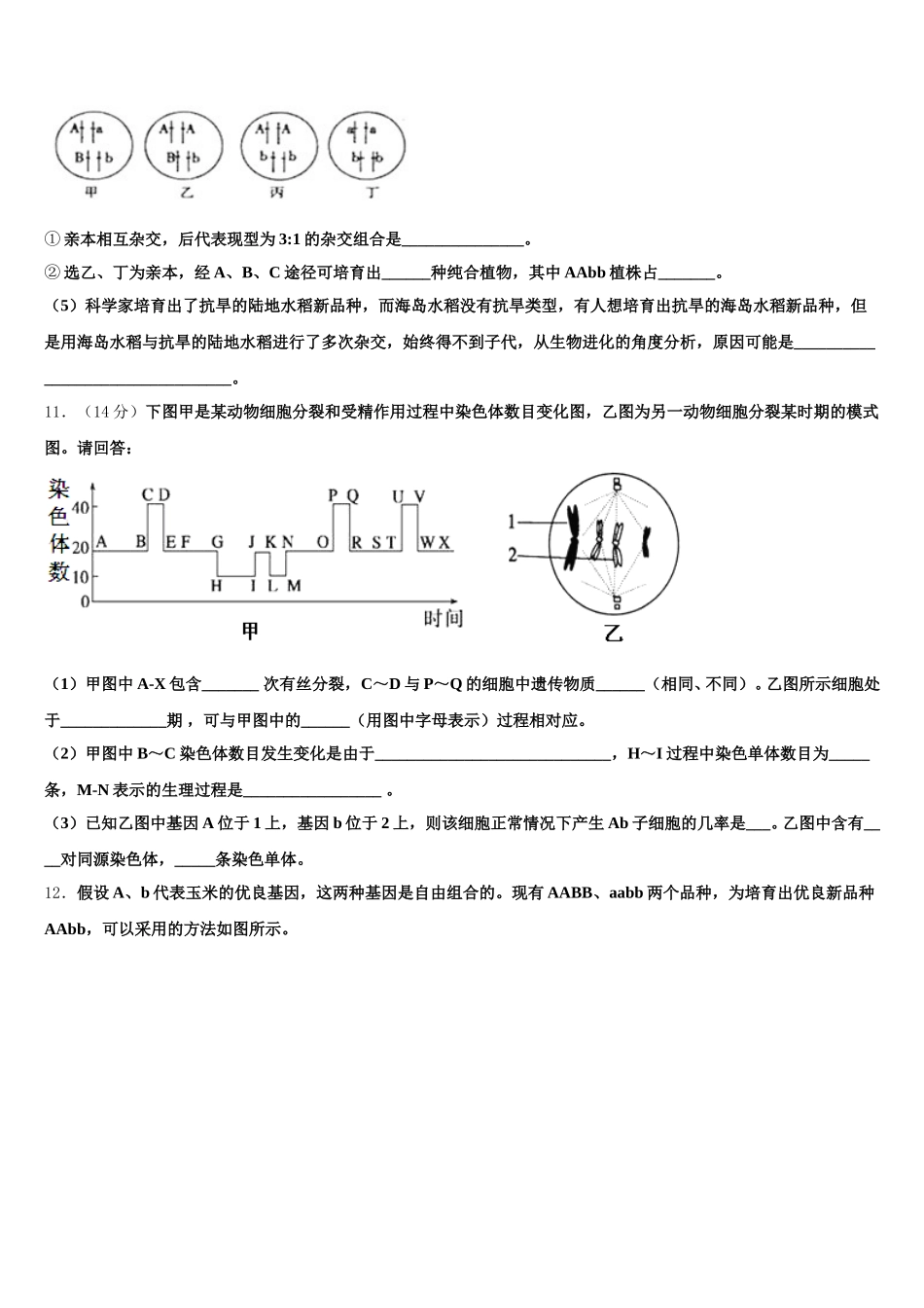 贵州毕节大方县三中 2024-2025学年生物高一第二学期期末综合测试模拟试题含解析_第3页
