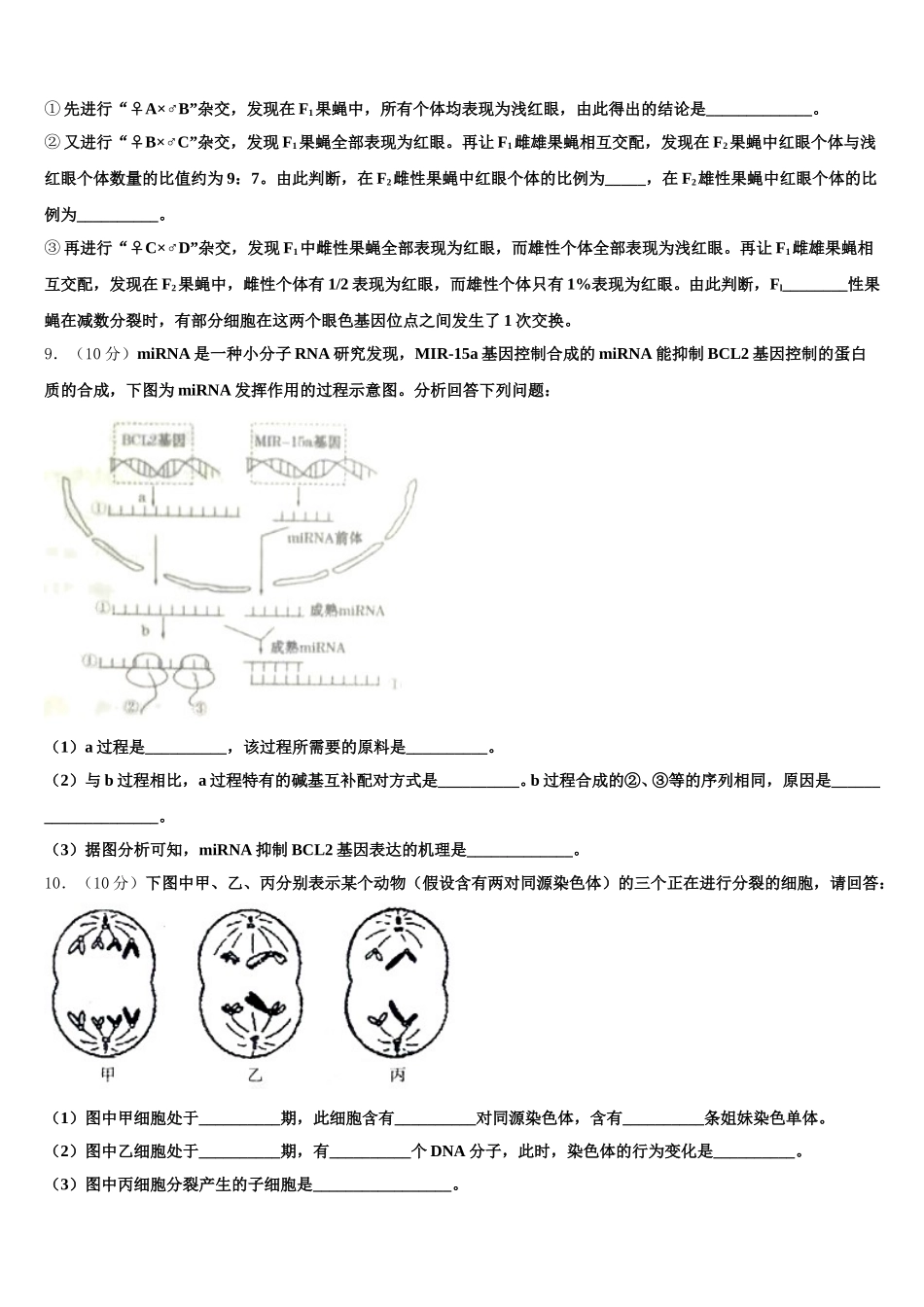 2025届贵州省贵州铜仁伟才学校高一生物第二学期期末教学质量检测试题含解析_第3页