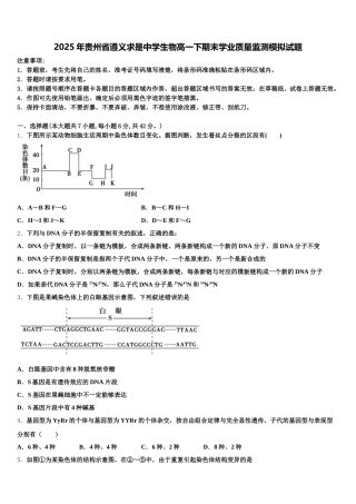 2025年贵州省遵义求是中学生物高一下期末学业质量监测模拟试题含解析