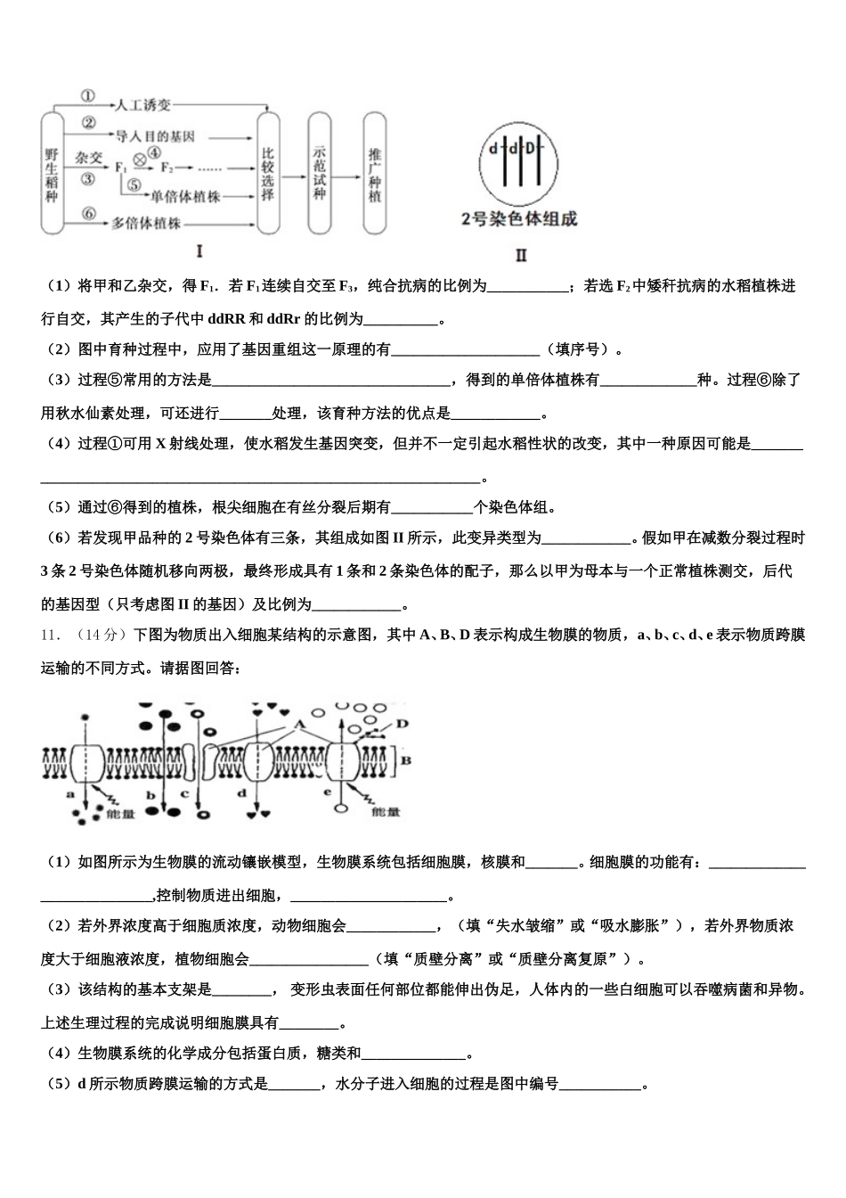 贵州省六盘水市第七中学2025年生物高一下期末统考试题含解析_第3页