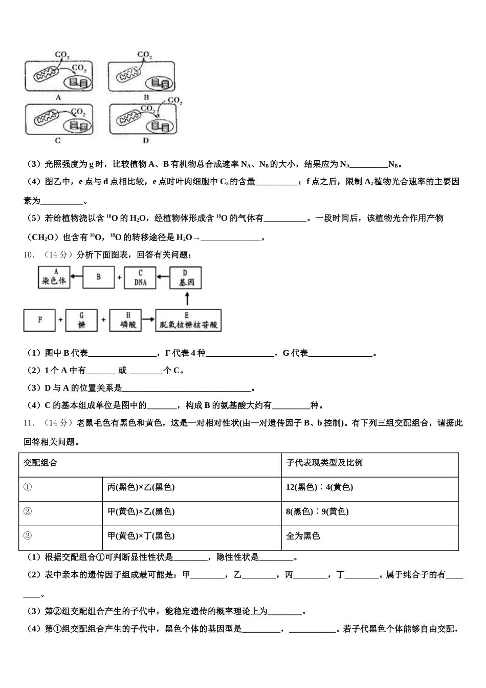 贵州省遵义凤冈二中2025届生物高一下期末质量跟踪监视试题含解析_第3页