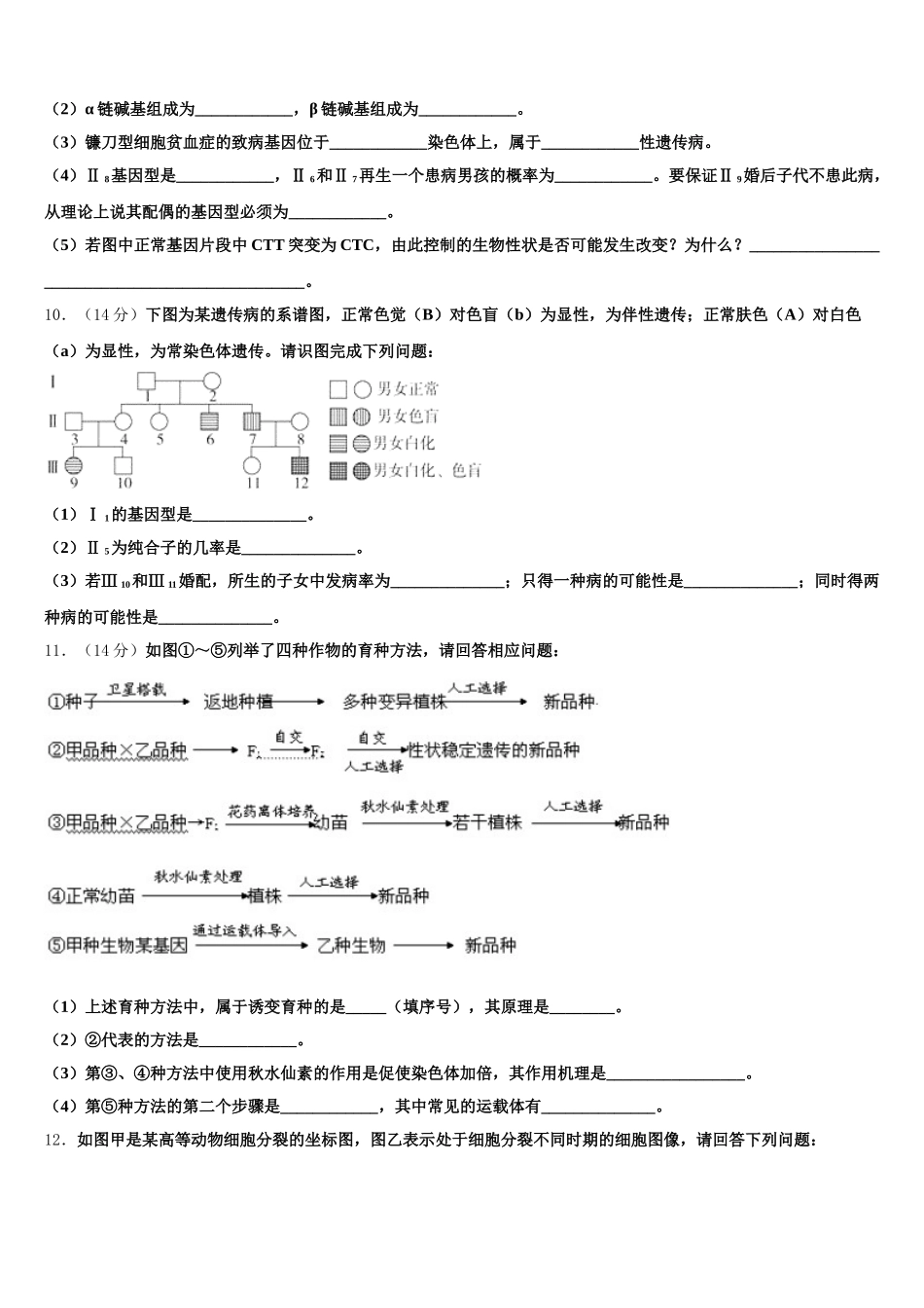 2025年贵州省凯里一中生物高一下期末达标检测模拟试题含解析_第3页