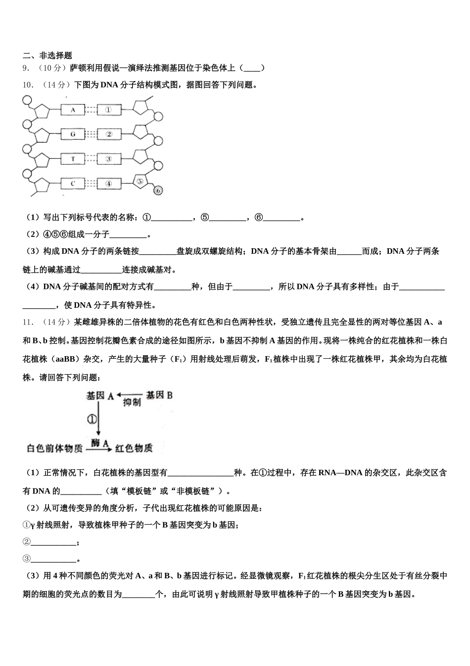 2024-2025学年贵州省贵阳市实验三中生物高一第二学期期末联考模拟试题含解析_第3页