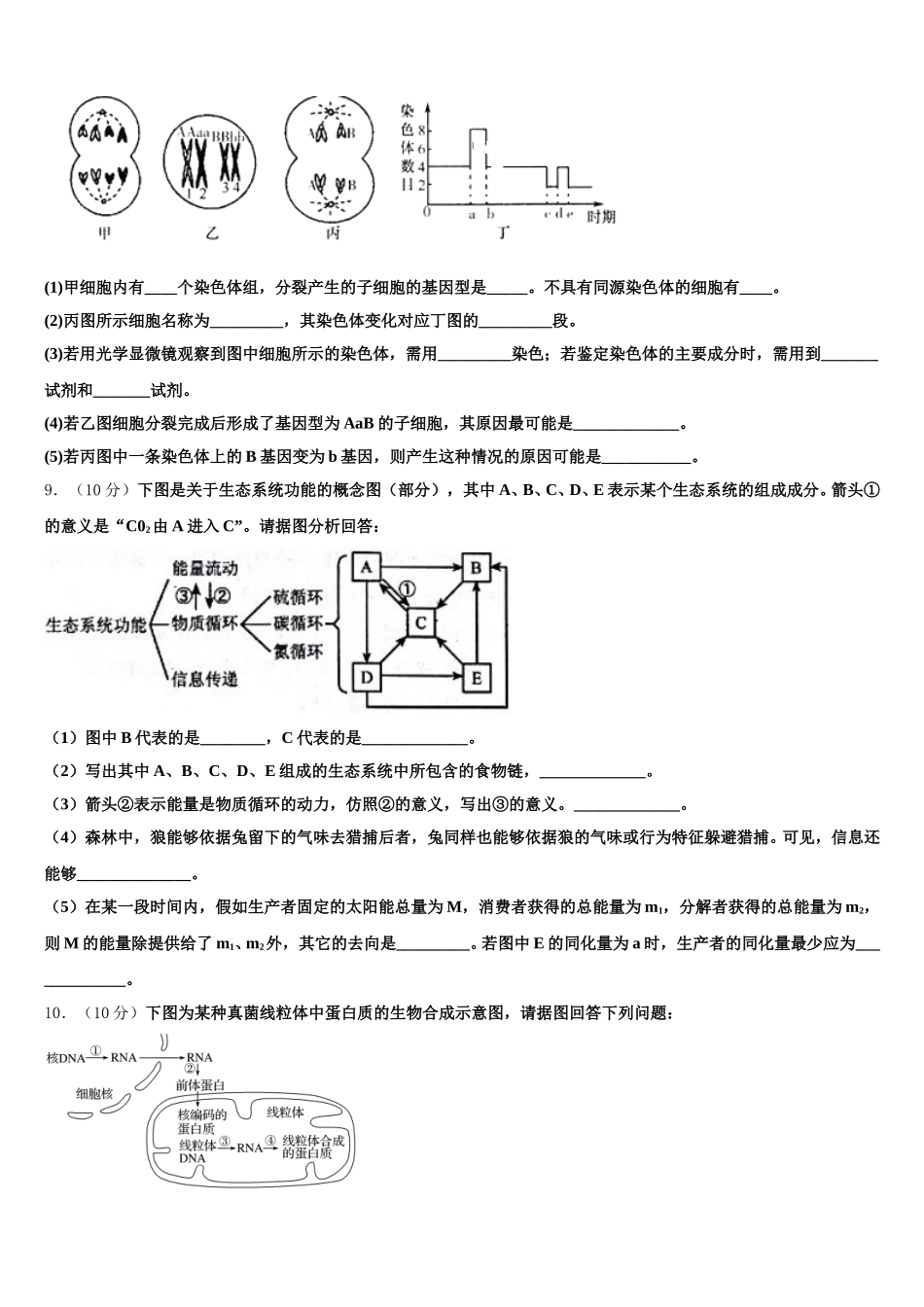 2024-2025学年贵州省湄潭县湄江中学生物高一第二学期期末学业水平测试模拟试题含解析_第3页