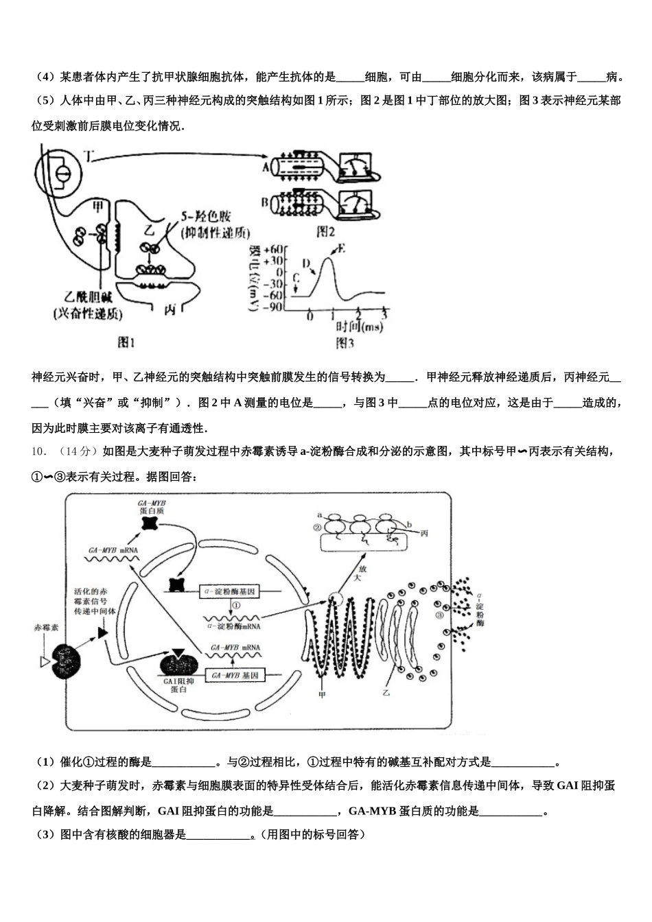 2024-2025学年贵州省长顺县民族高级中学高一生物第二学期期末质量检测模拟试题含解析_第3页