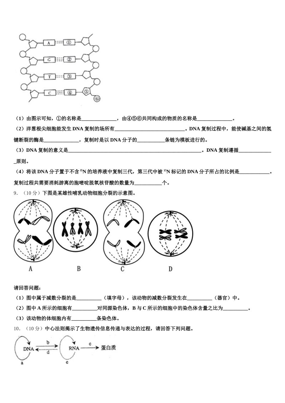 上海华东师大二附中2025年高一生物第二学期期末质量检测试题含解析_第3页