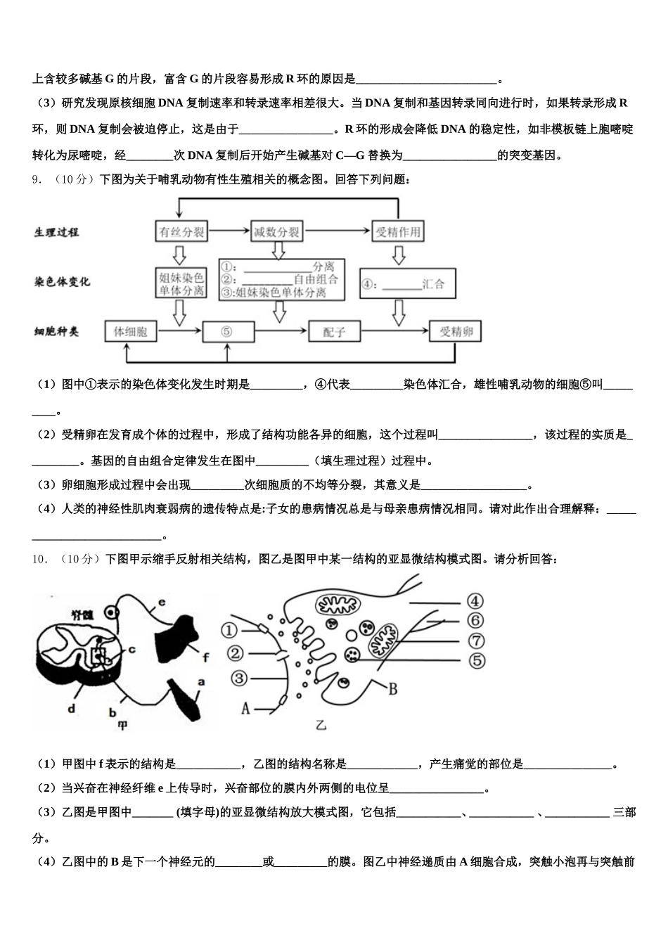 上海市南汇一中2025届高一下生物期末统考模拟试题含解析_第3页
