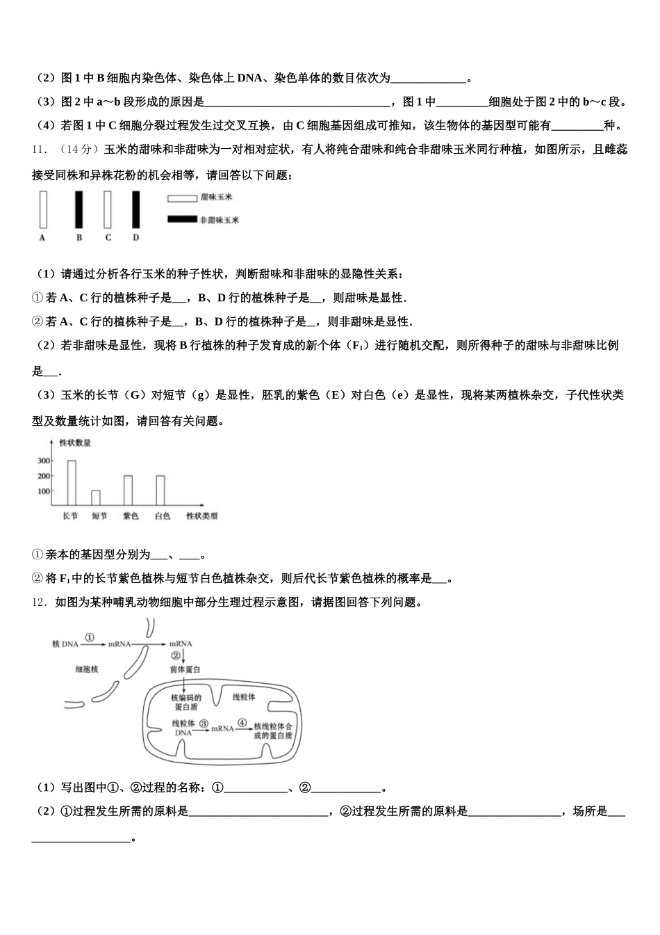 2025年上海市宝山区海滨中学生物高一下期末教学质量检测试题含解析_第3页