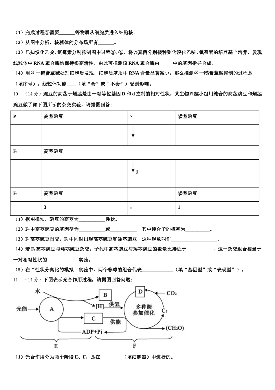 2025年上海市位育中学高一生物第二学期期末预测试题含解析_第3页