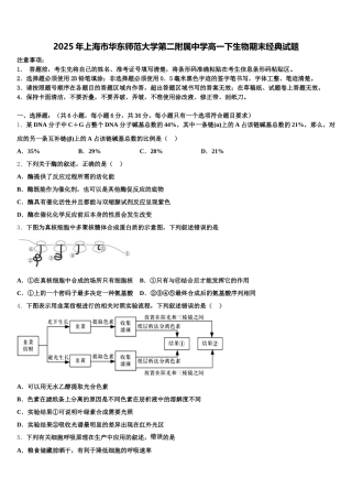 2025年上海市华东师范大学第二附属中学高一下生物期末经典试题含解析