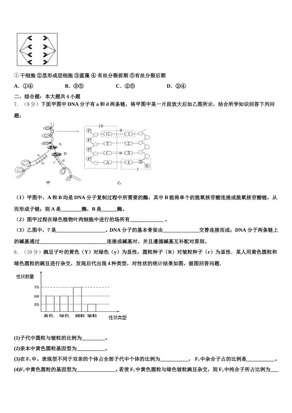 2024-2025学年上海市民立中学生物高一下期末联考模拟试题含解析_第2页