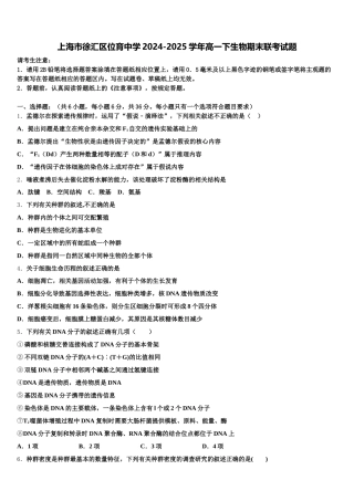 上海市徐汇区位育中学2024-2025学年高一下生物期末联考试题含解析
