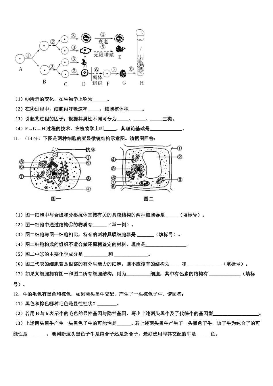 2024-2025学年上海金山中学高一生物第二学期期末预测试题含解析_第3页