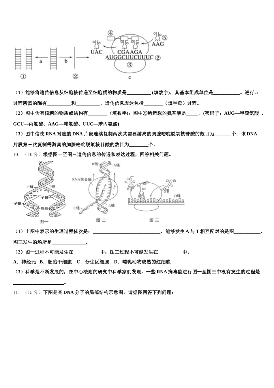 2024-2025学年上海市曹杨第二中学高一下生物期末质量跟踪监视模拟试题含解析_第3页