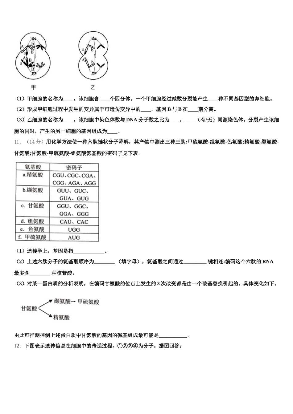 上海市风华中学2025年生物高一第二学期期末综合测试试题含解析_第3页