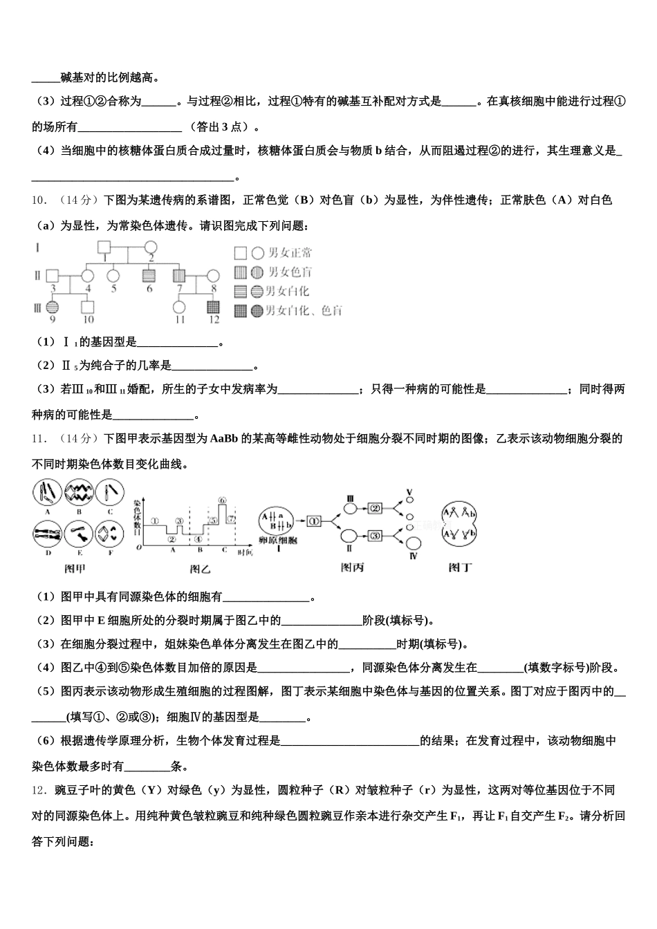 2025届上海黄浦区高一下生物期末监测模拟试题含解析_第3页