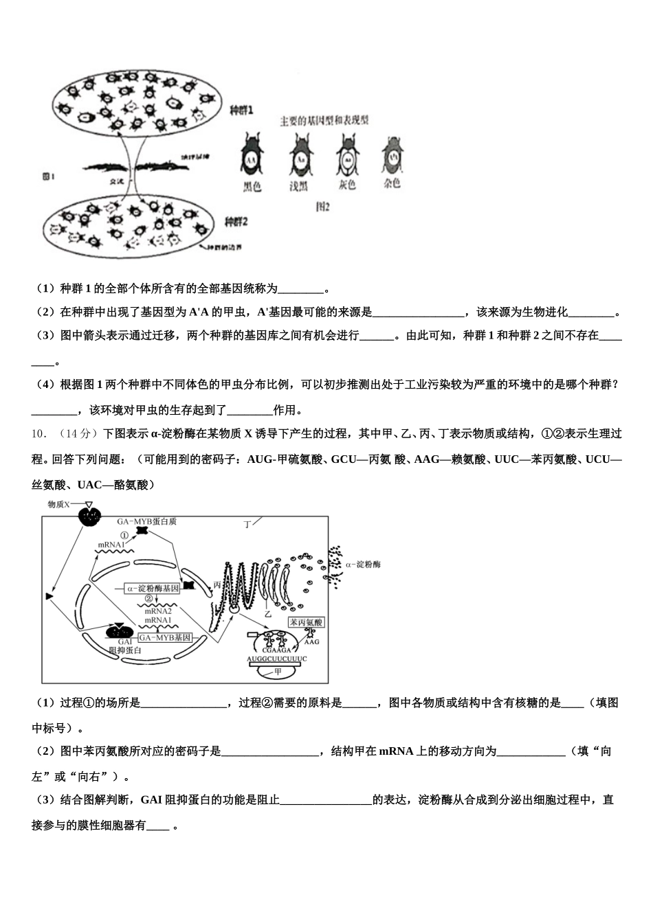 2025年上海市闵行中学高一下生物期末检测模拟试题含解析_第3页