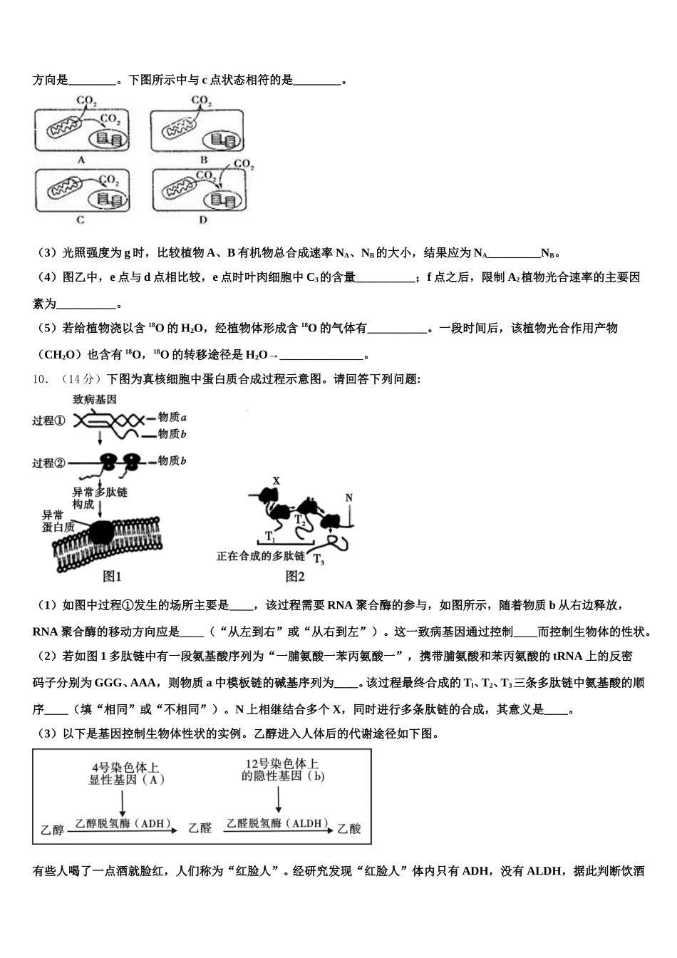 上海市光明中学2025年生物高一第二学期期末统考试题含解析_第3页