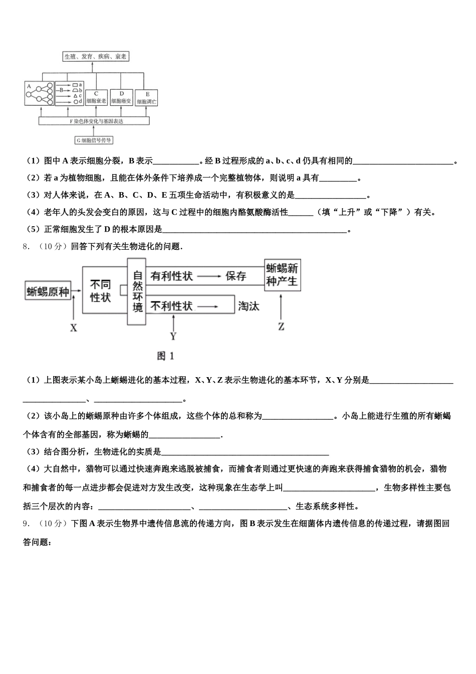 2024-2025学年上海市静安区高一生物第二学期期末学业质量监测模拟试题含解析_第2页