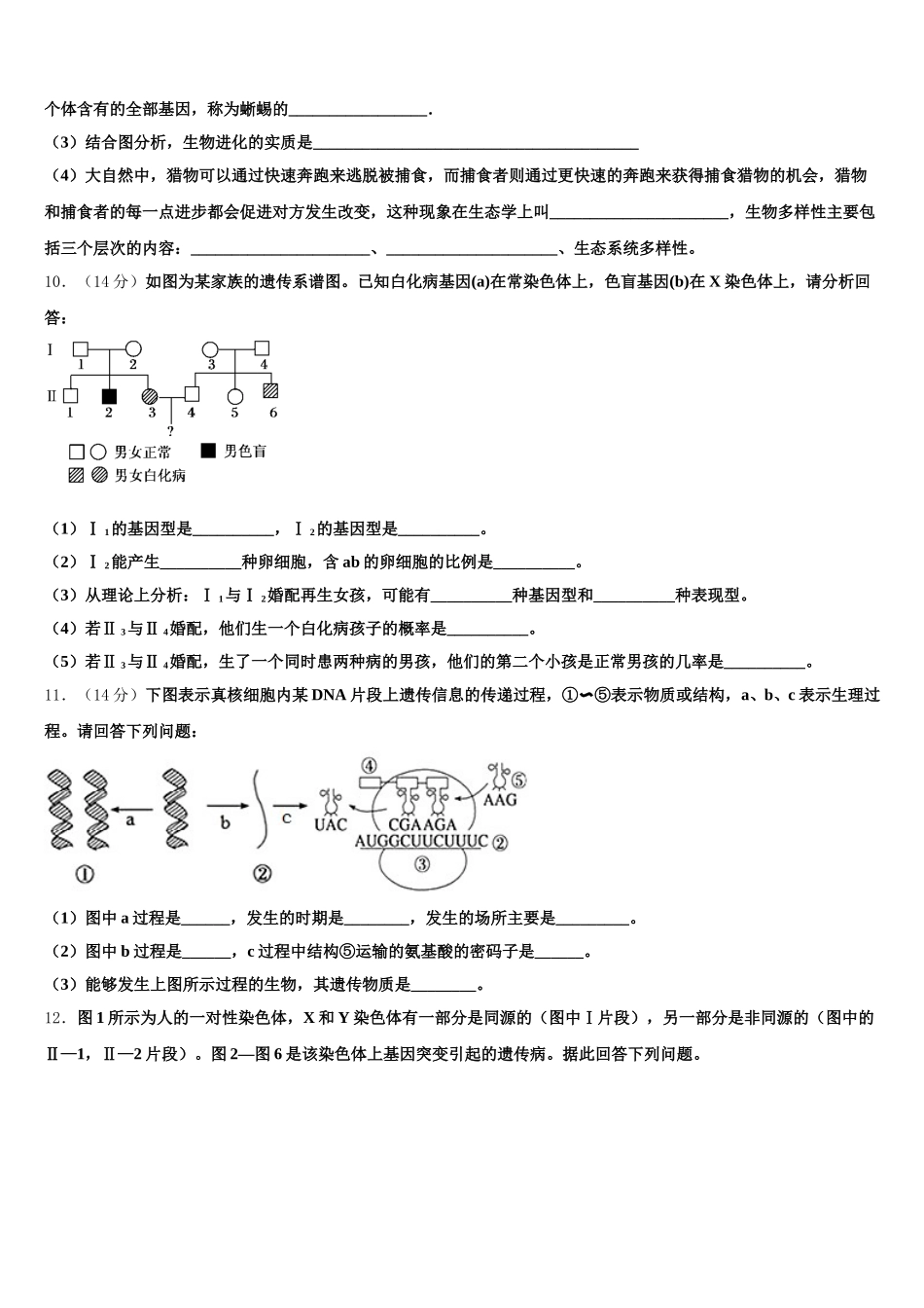 2024-2025学年上海市华东师范大学附属第二中学高一下生物期末学业水平测试试题含解析_第3页
